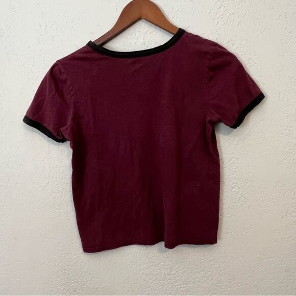 Women's Vans Maroon & Black Logo Ringer T-Shirt - Picture 6 of 6